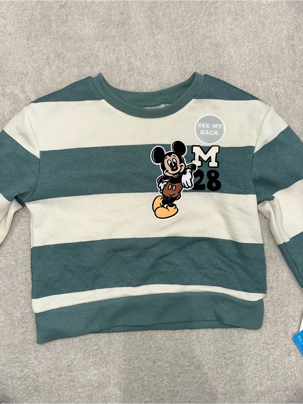 Disney Striped Green & Cream Mickey Sweatshirt